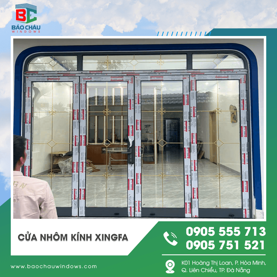 Mẫu cửa nhôm kính Xingfa 4 cánh hoàn thiện Mẫu cửa nhôm kính Xingfa 4 cánh hoàn thiện