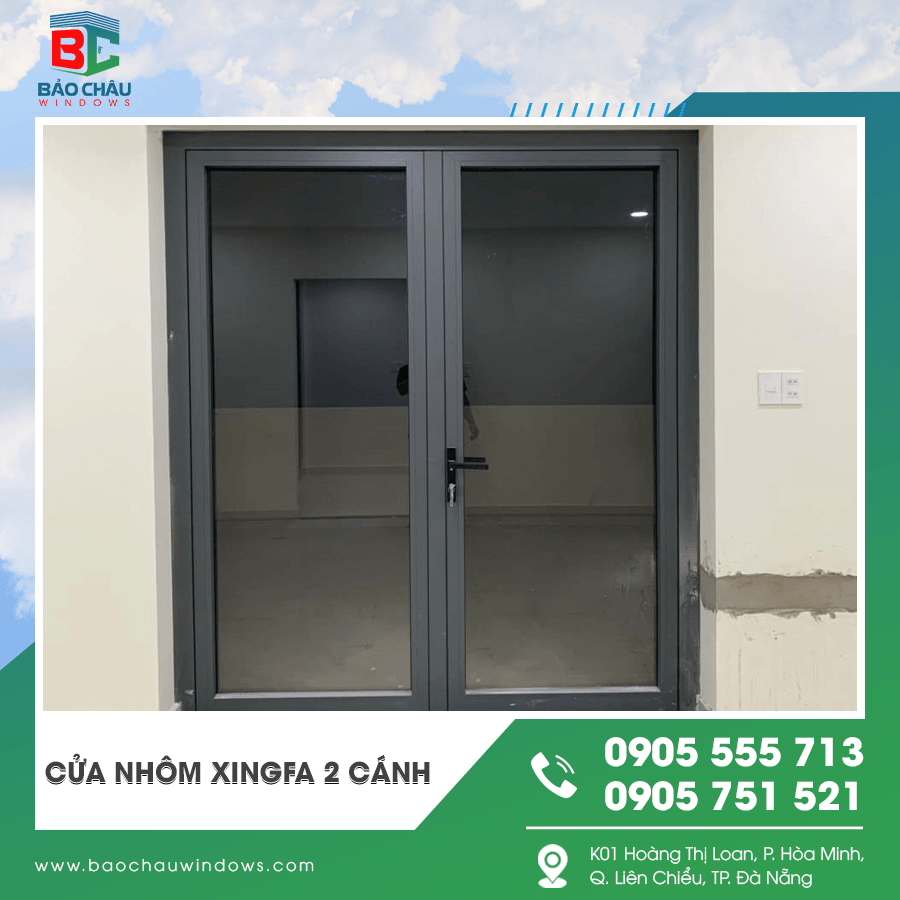 Thi công lắp đặt cửa nhôm Xingfa 2 cánh thực tế Thi công lắp đặt cửa nhôm Xingfa 2 cánh thực tế
