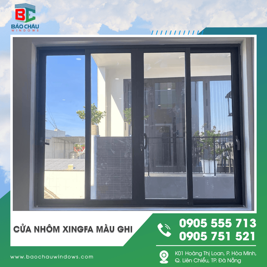 Thi công cửa nhôm Xingfa màu ghi thực tế Thi công cửa nhôm Xingfa màu ghi thực tế