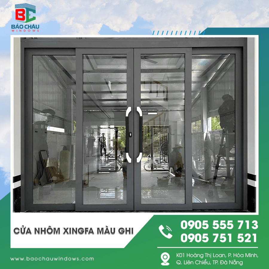 Cửa nhôm Xingfa màu ghi hệ 55 chính hãng Cửa nhôm Xingfa màu ghi hệ 55 chính hãng