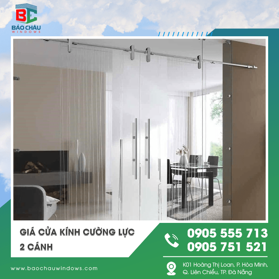 Cửa kính cường lực 2 cánh mở quay hiện đại Cửa kính cường lực 2 cánh mở quay hiện đại