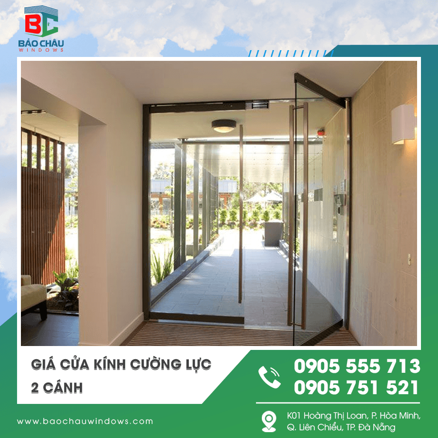 Cửa kính cường lực 2 cánh hiện đại Cửa kính cường lực 2 cánh hiện đại