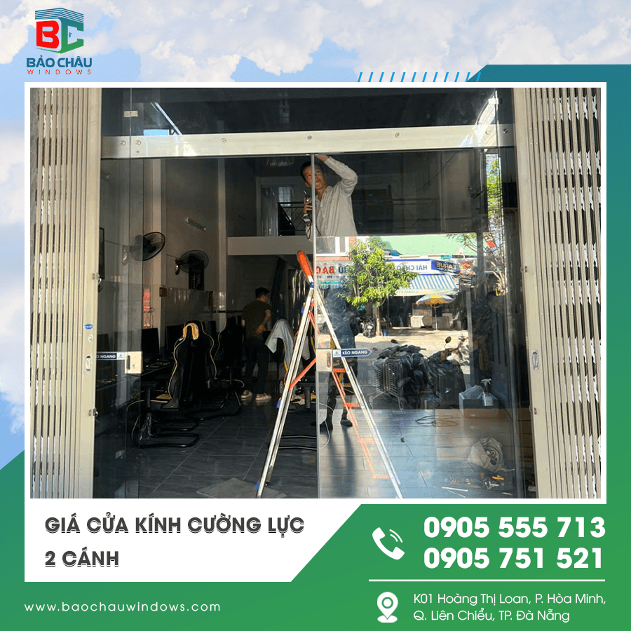 Thi công cửa kính cường lực 2 cánh thực tế Thi công cửa kính cường lực 2 cánh thực tế