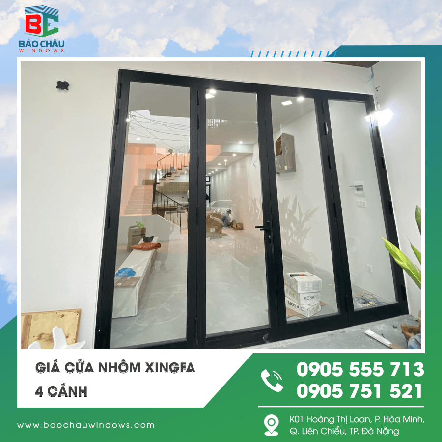 Cửa nhôm Xingfa 4 cánh hệ 55 chính hãng Cửa nhôm Xingfa 4 cánh hệ 55 chính hãng