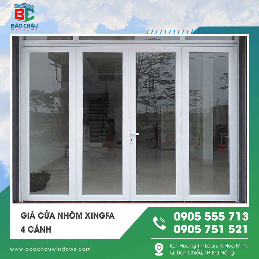 Cửa nhôm Xingfa 4 cánh mở mới nhất Cửa nhôm Xingfa 4 cánh mở mới nhất